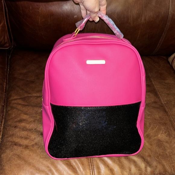 Juicy Couture Hot Pink& black sequins packpavk NWOT handles still in plastic - Picture 5 of 11
